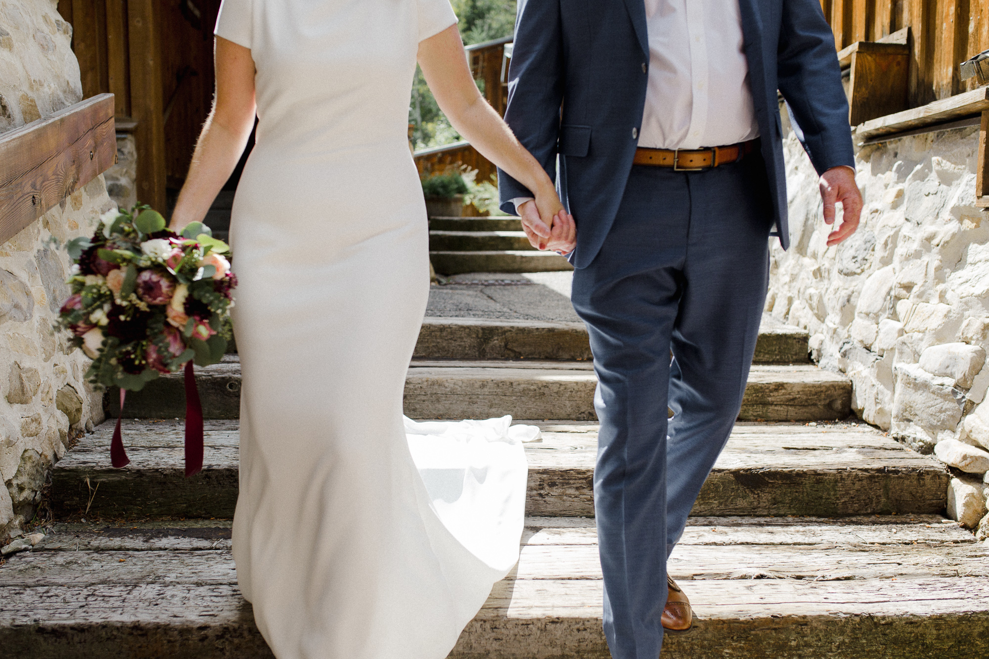 Bride and Groom Walking.