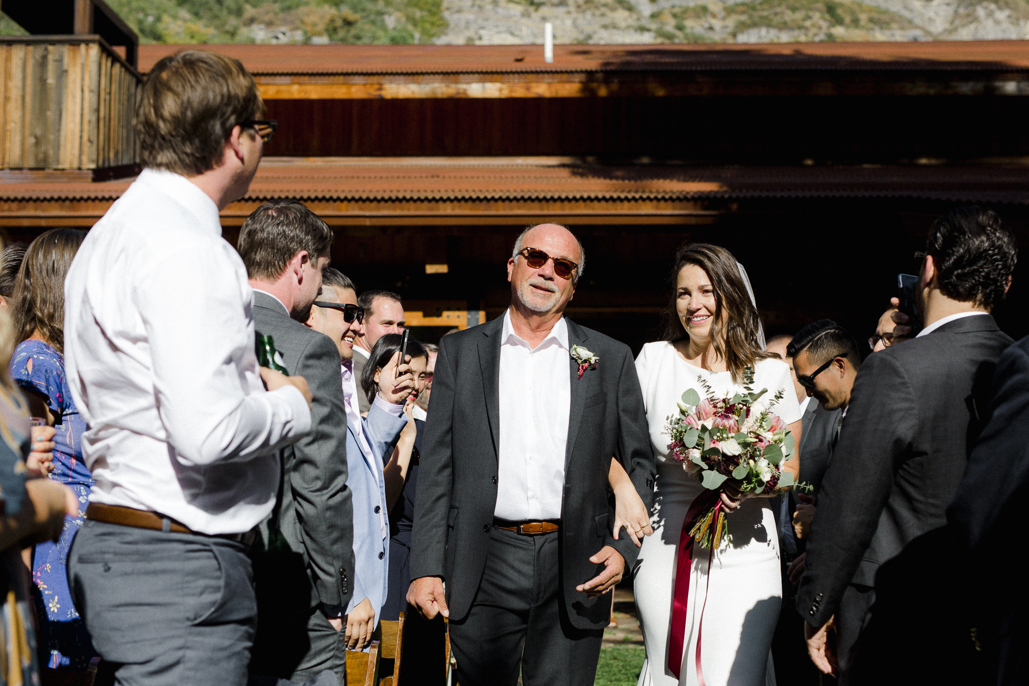 Bride and Dad walking down Isle.