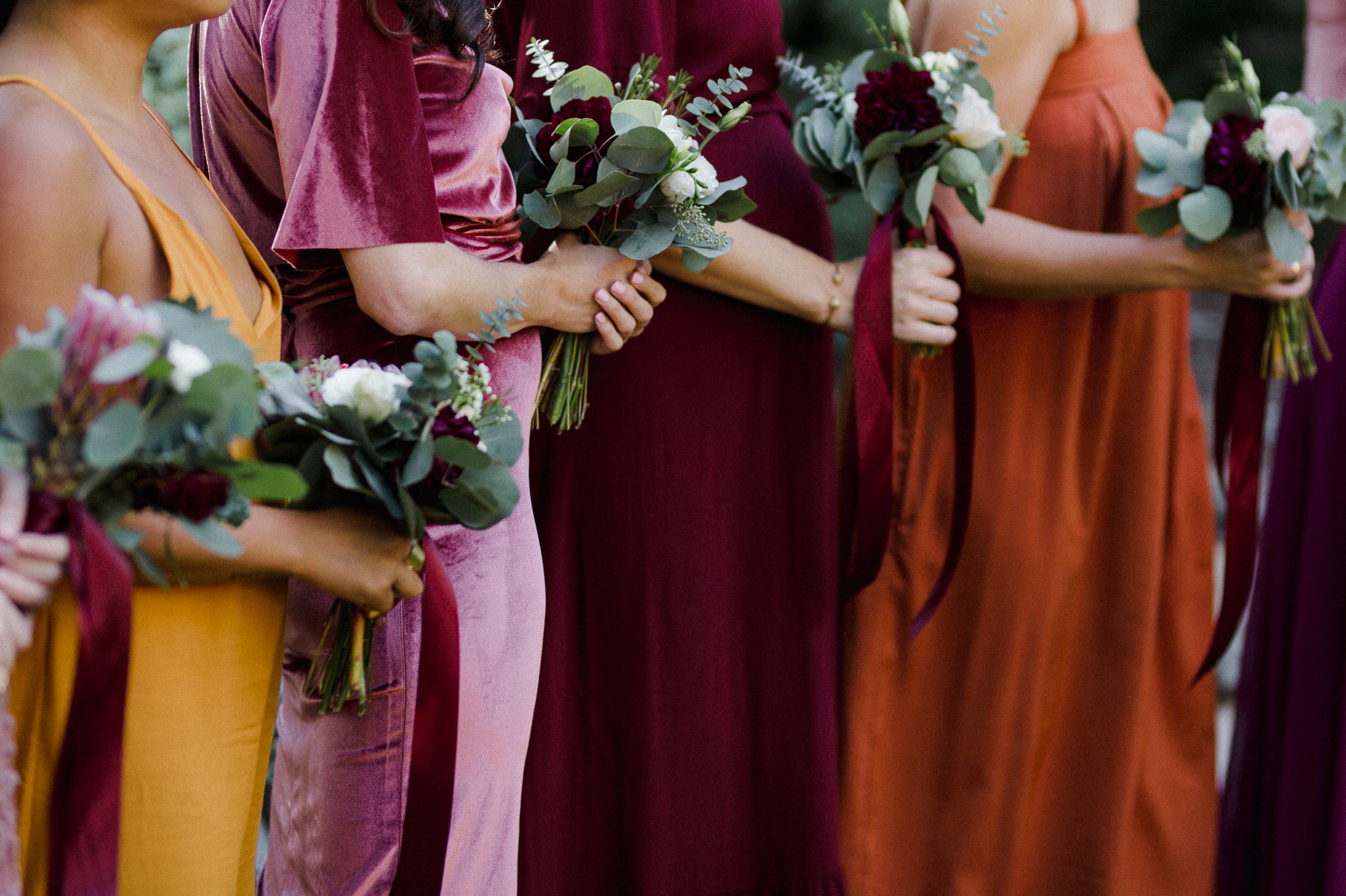 Bridesmaids Holding Flowers.